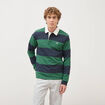 Polo manches longues broderie bleu marine homme