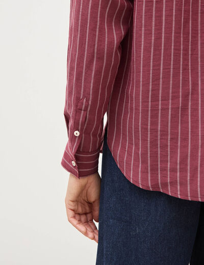 Chemise droite manches longues fluide bordeaux femme