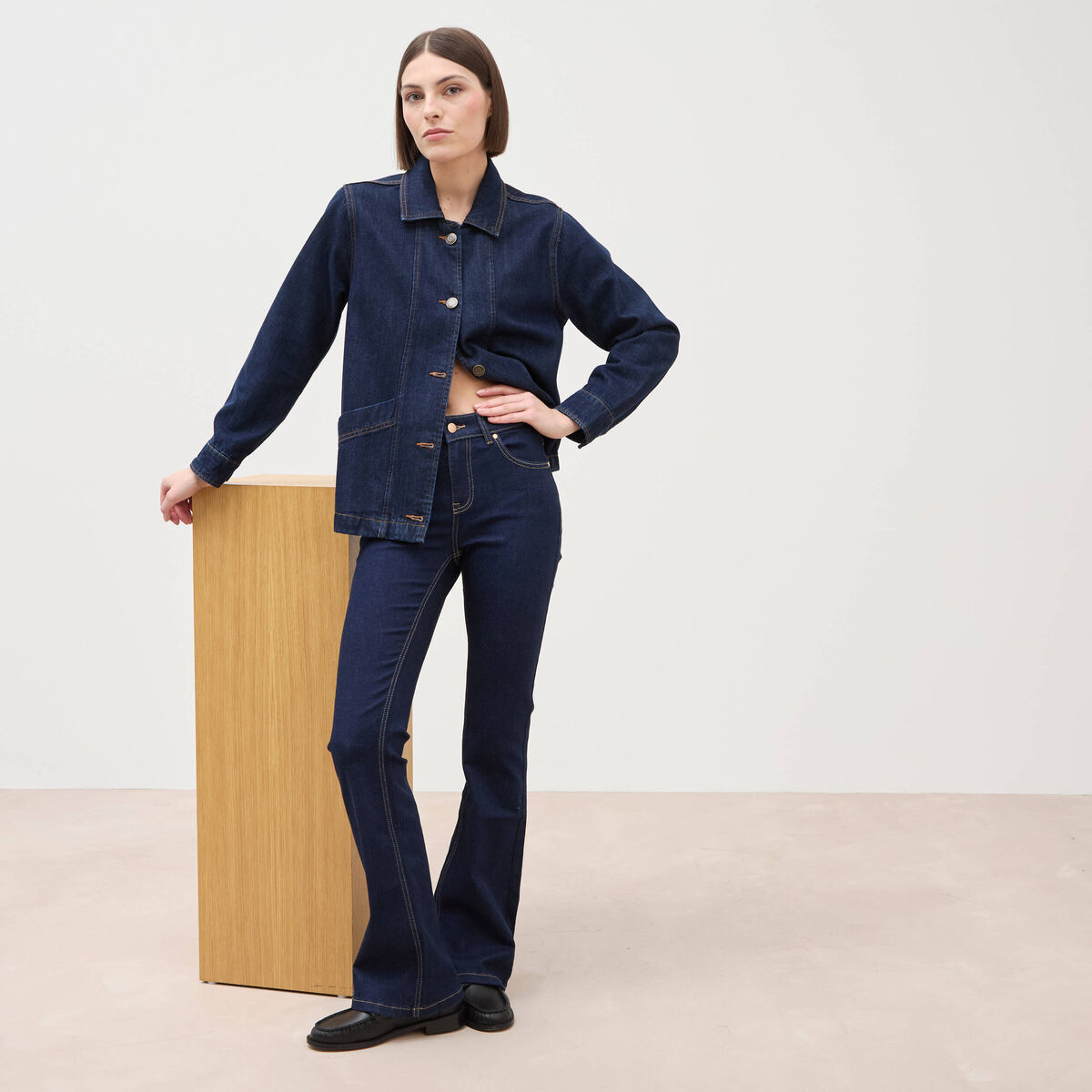 Jeans bootcut denim brut rinse femme