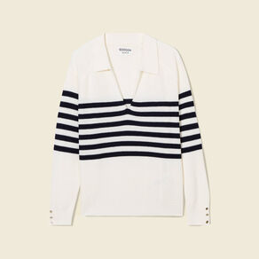 pull col polo eco responsable bleu marine femme Pull col polo éco-responsable bleu marine femme