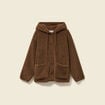 Gilet droit mi-long effet polaire marron fonc&eacute; femme