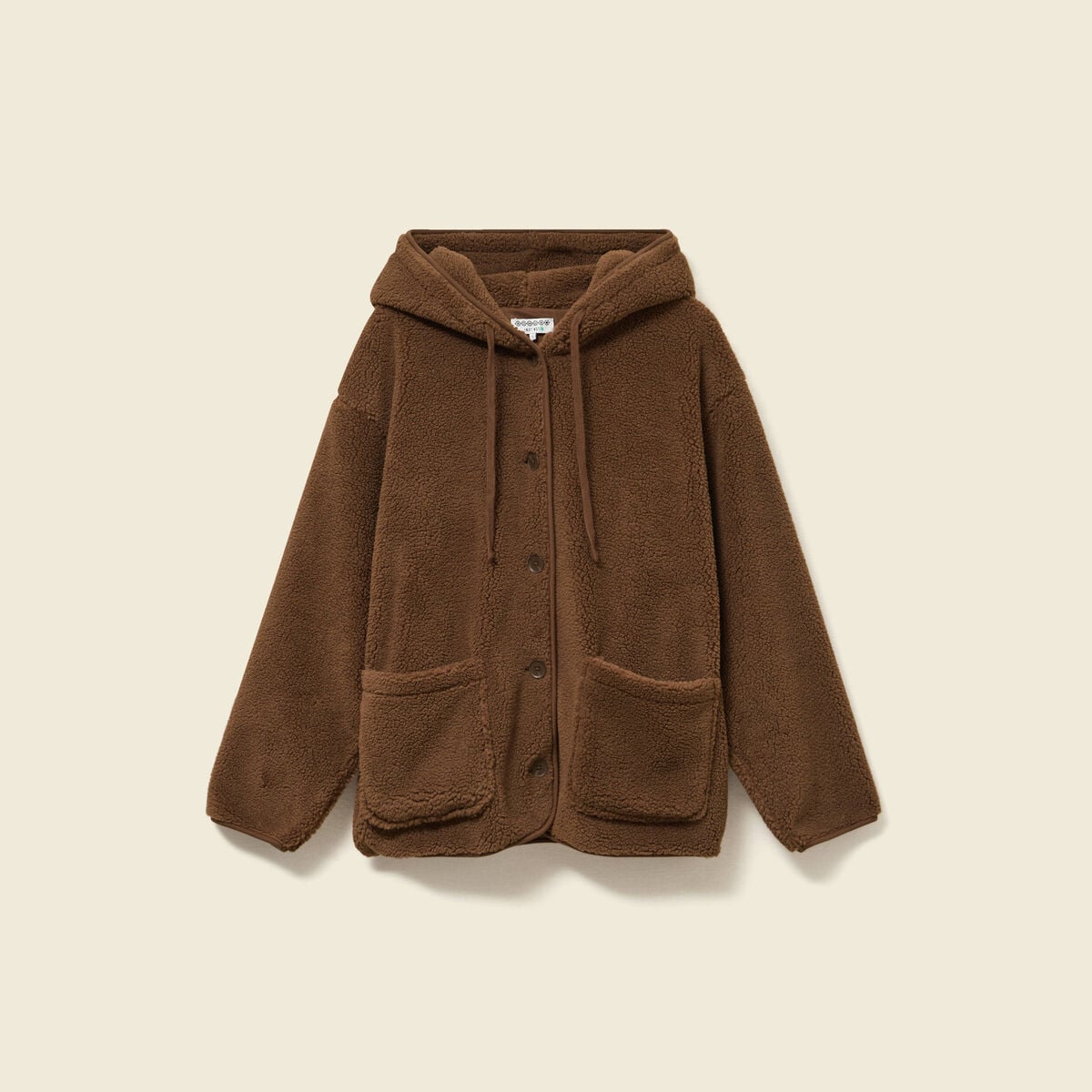 Gilet droit mi-long effet polaire marron fonc&eacute; femme