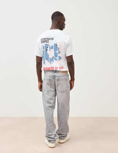 Jeans large longueur 34 en coton denim snow gris homme