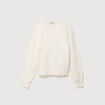 Pull droit col v manches longues ecru femme