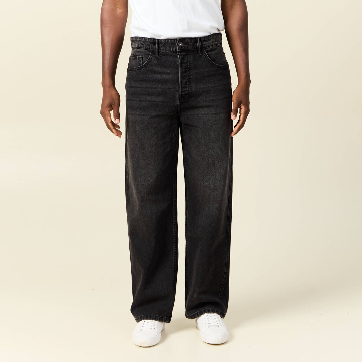 Jeans loose 5 poches denim noir homme