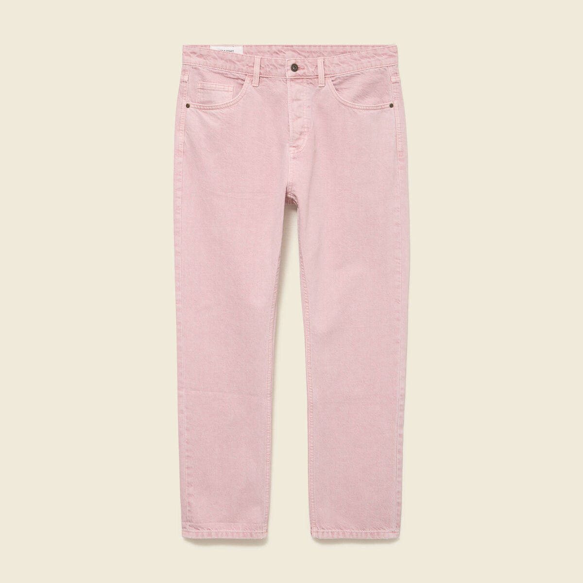 Jeans straight longueur 32 en coton rose homme