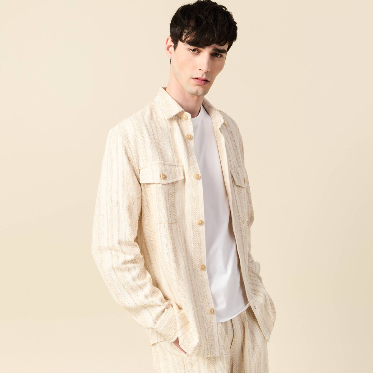 Surchemise manches longues ecru homme