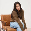 Pull droit manches longues bardot marron femme