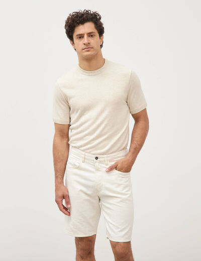 Bermuda regular en jeans denim blanc homme