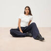 Pantalon ample taille standard bleu marine femme