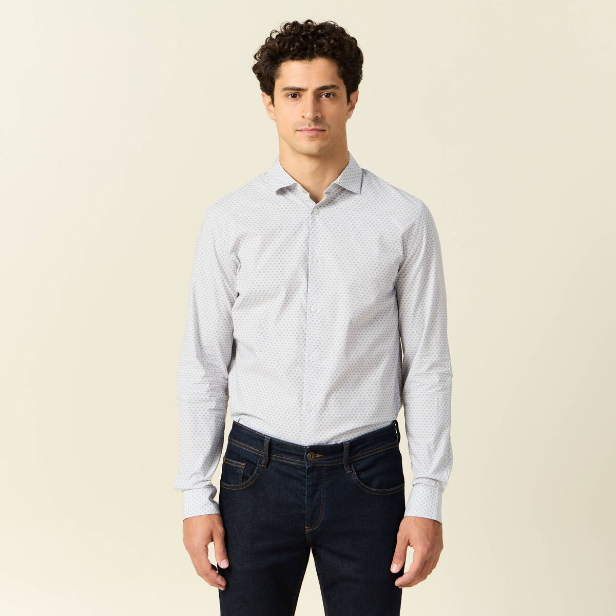 Chemise manches longues gris homme