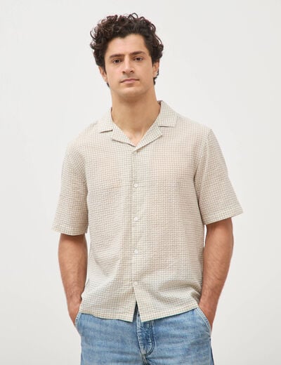 Chemise boyfriend manches courtes ecru homme