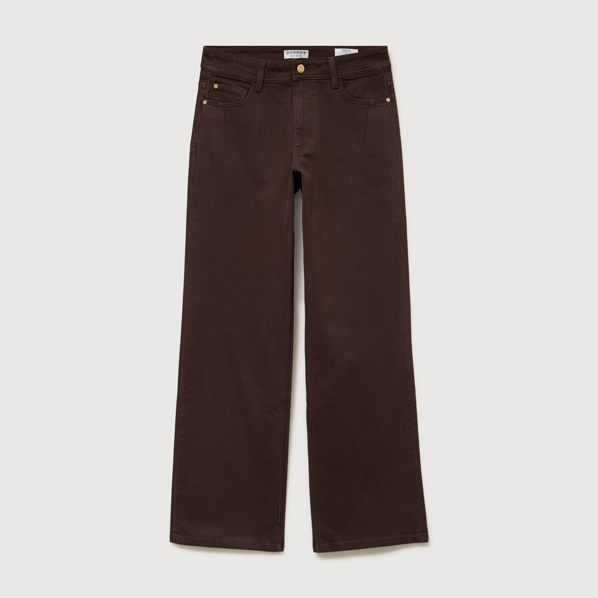 Pantalon wide leg taille standard marron femme