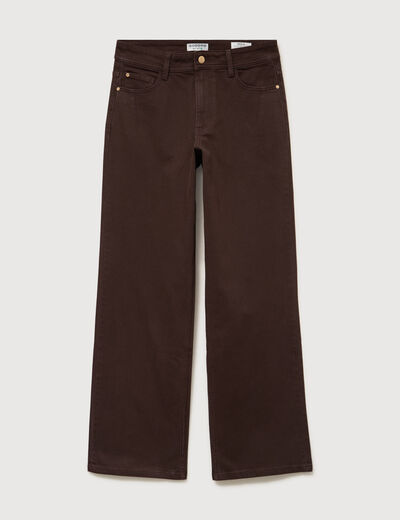 Pantalon wide leg taille standard marron femme