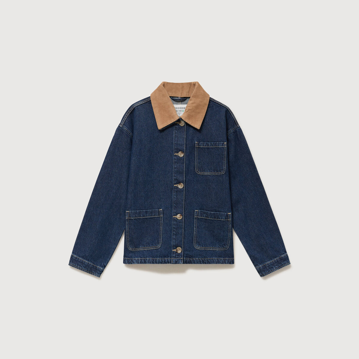 Veste en jeans manches longues denim brut clean femme