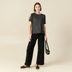 T-shirt manches courtes brillant noir femme