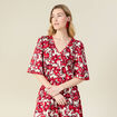 Blouse manches 3/4 rouge femme