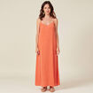 Robe longue droite satin orange foncé femme