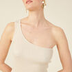 Pull asymétrique creme femme