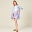 Jupe ajustée drapée en tricot mauve femme