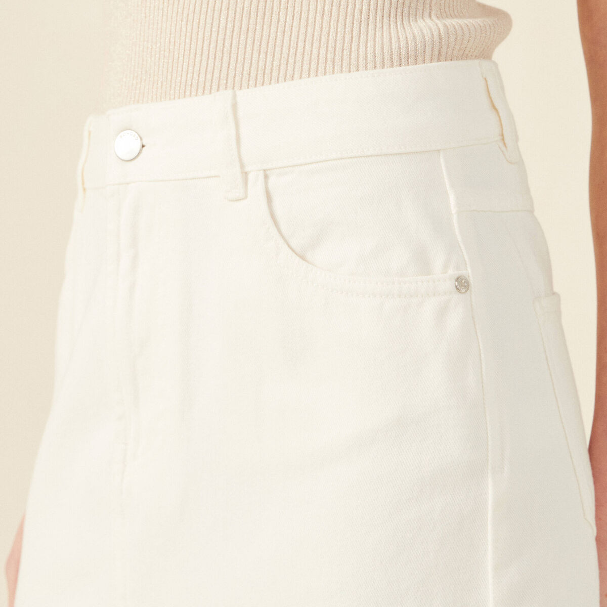 Jupe midi fourreau denim blanc femme