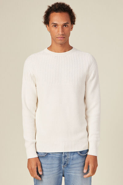 Pull manches longues ecru homme