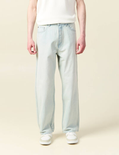 Jeans large 5 poches longueur 32 bleu ciel homme