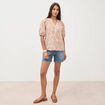 Blouse droite en coton manches courtes orange fonc&eacute; femme