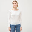Pull col rond manches longues blanc femme