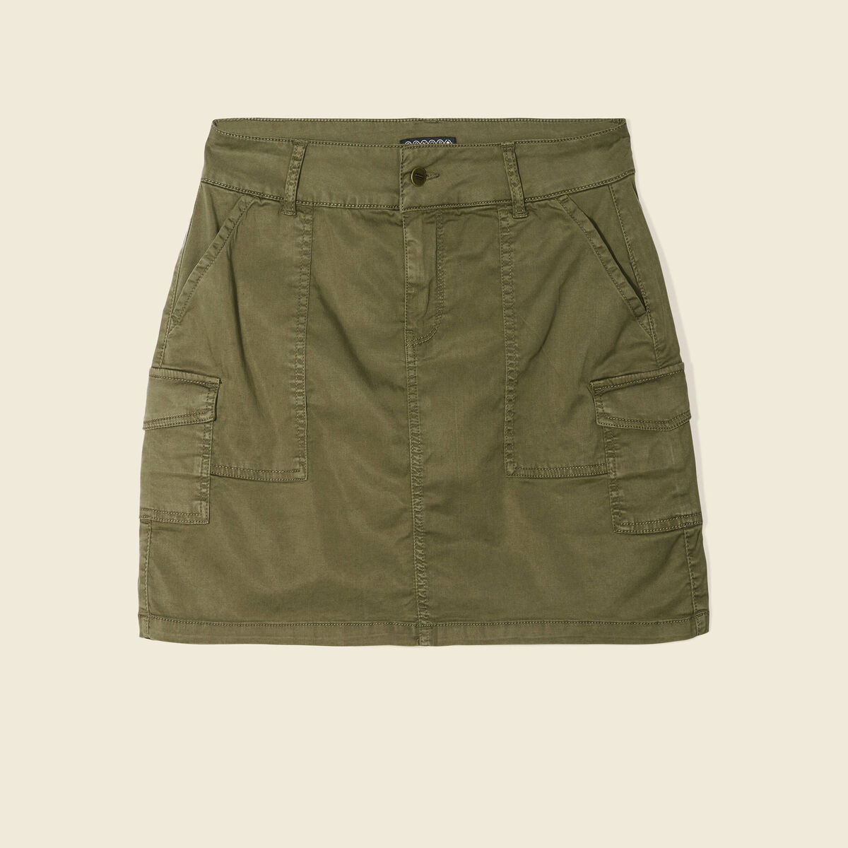 Jupe droite avec poches vert kaki femme