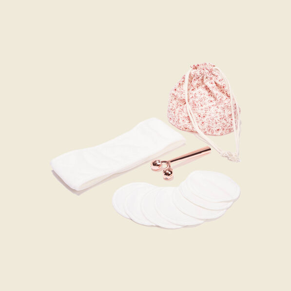 Kit de démaquillage massage pour visage ecru femme