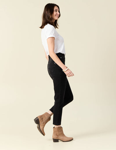 Jeans mom slim denim noir femme