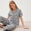 Chemise en coton manches courtes noir femme