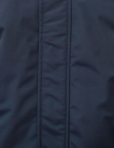 Parka longue droite &agrave; capuche bleu marine homme