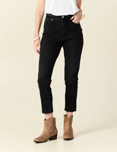 Jeans mom slim denim noir femme