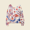 Pull manches longues col en V creme femme