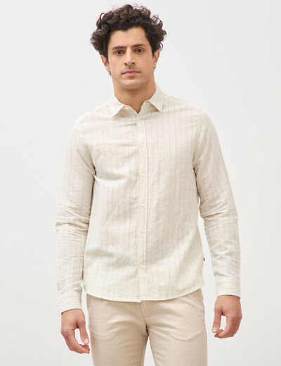 Chemise manches longues beige fonce homme