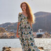 Robe col V manches courtes blanc femme