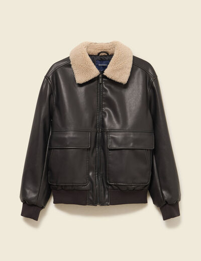 Blouson aviateur manches longues marron fonc&eacute; homme