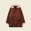 Parka droite &agrave; capuche marron fonc&eacute; femme