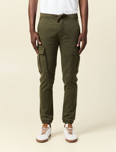 Pantalon battle bas resserré vert kaki homme
