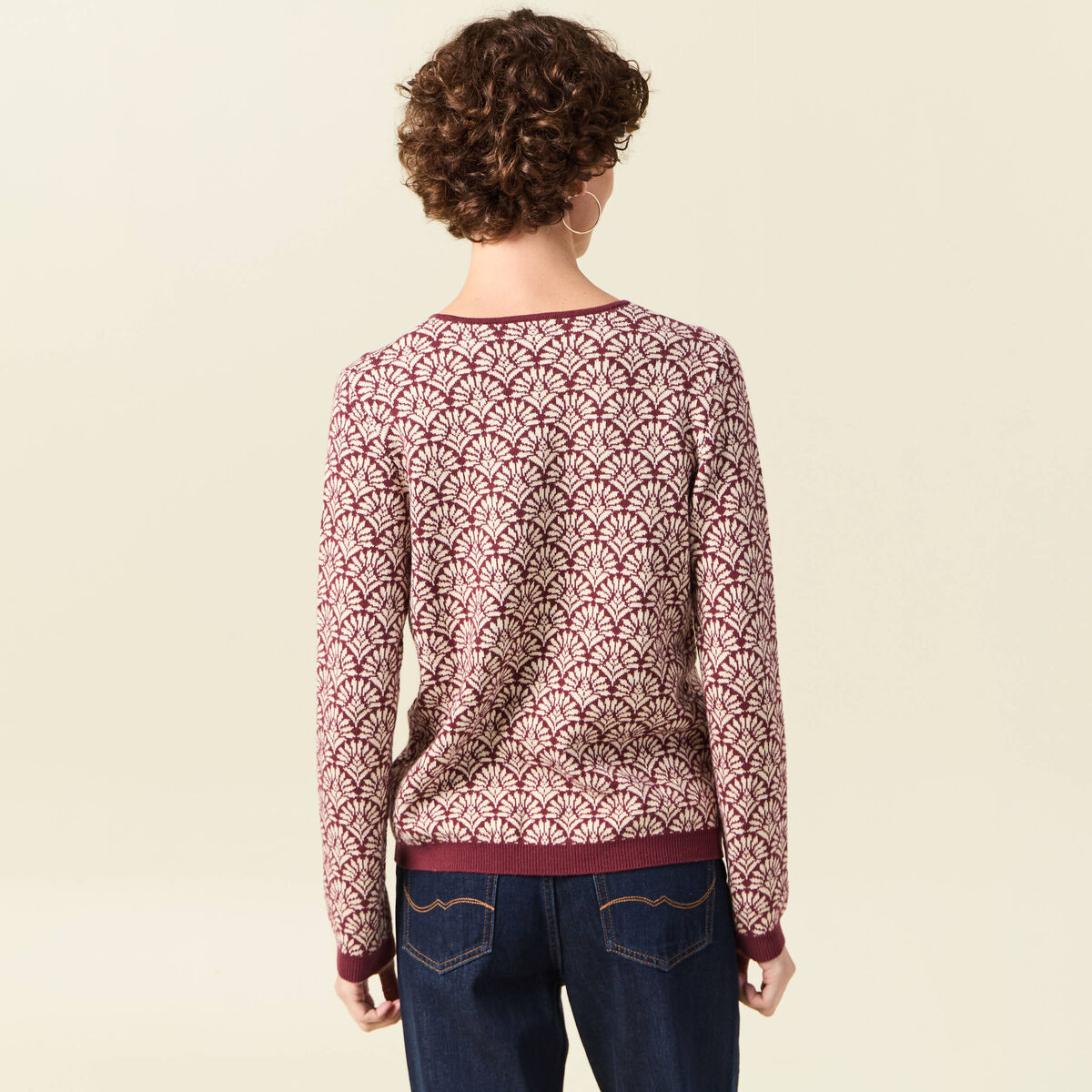 Pull manches longues bordeaux femme