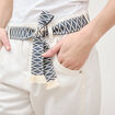 Jeans boyfriend ceintur&eacute; denim blanc femme