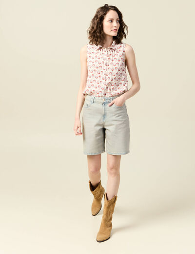 Blouse sans manches ivoire femme