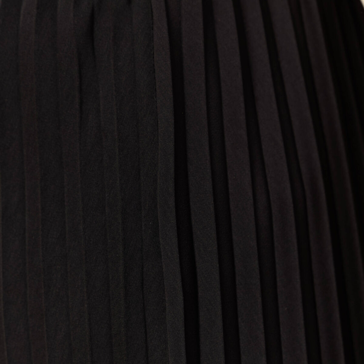 Jupe longue évasée plissée noir femme