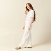 Blouse manches courtes brodée ecru femme
