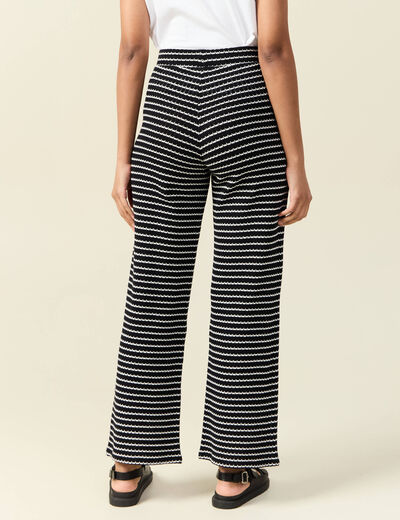Pantalon large en maille noir femme