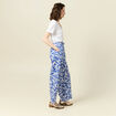 Pantalon large taille haute bleu femme