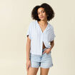 Chemise manches 3/4 bleu femme