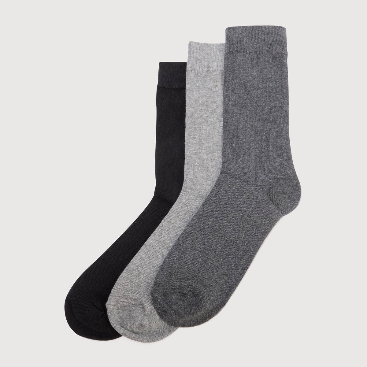 Lot de 3 paires chaussettes hautes gris fonc&eacute; homme